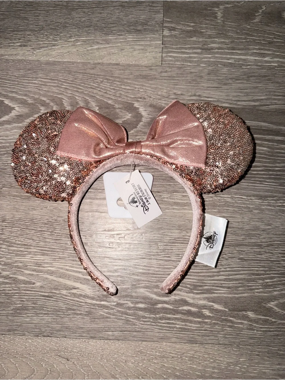Disney Parks Rose Gold Sequin Minnie Mouse Ears - Picture 1 of 2